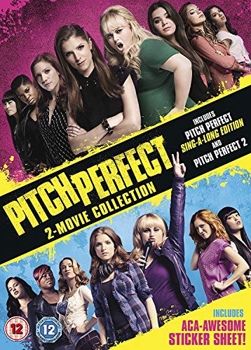 DVD cover of "Pitch Perfect 2-Movie Collection" featuring main cast in colorful outfits.