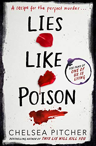 Book cover: "Lies Like Poison" with red paint splatters and bold text.