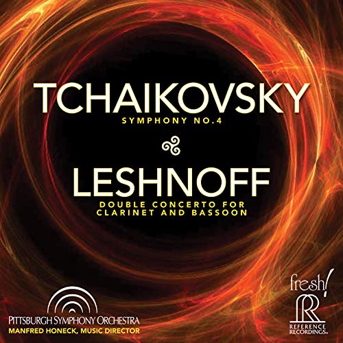 CD cover for Tchaikovsky’s Symphony No. 4 with fiery red and black design.
