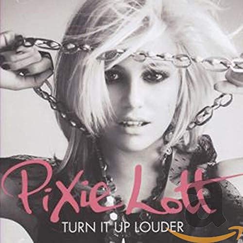 Pixie Lott album cover, close-up of singer with chains and text.