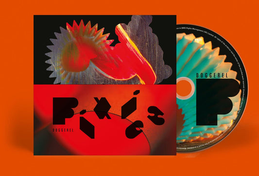 "Album cover with red and black abstract shapes and 'Pixies Doggerel' text."