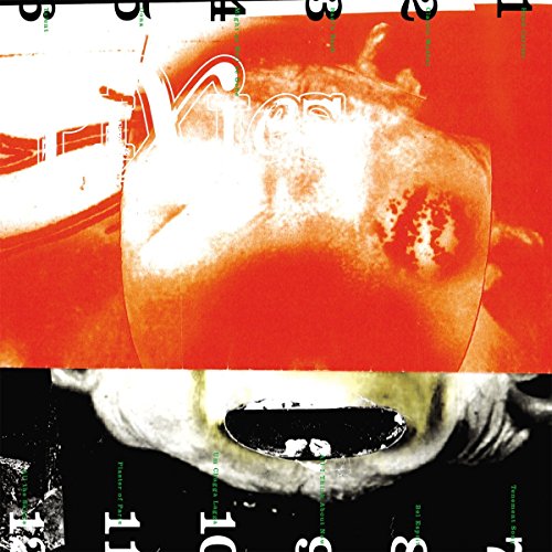 Pixies album cover: split image of distorted faces and numbers.