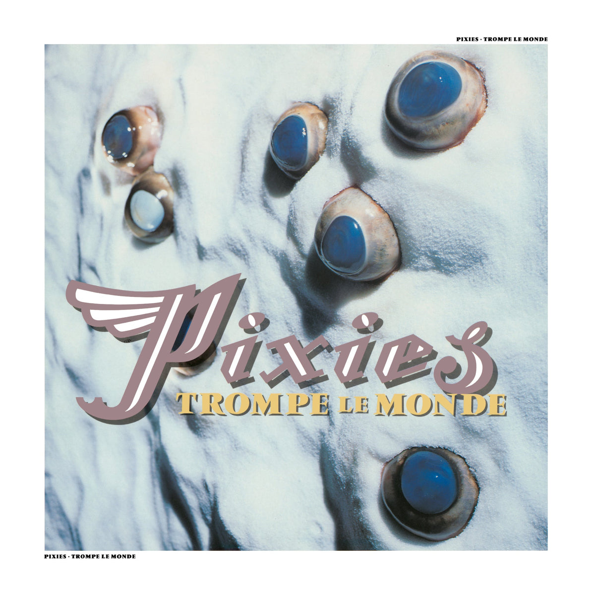 Pixies album cover, “Trompe le Monde,” featuring eyes and stylized text.
