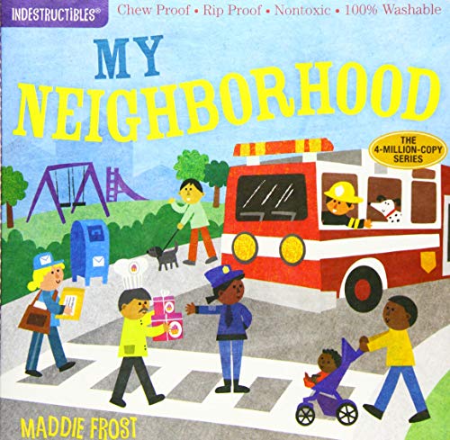 Brightly colored children’s book cover depicting a diverse neighborhood scene.