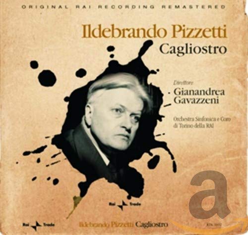 CD cover for "Cagliostro" by Ildebrando Pizzetti, featuring a portrait.