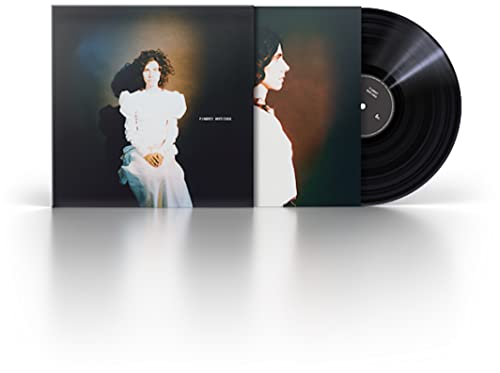 PJ Harvey’s “White Chalk” vinyl record and album cover with a woman’s portrait.