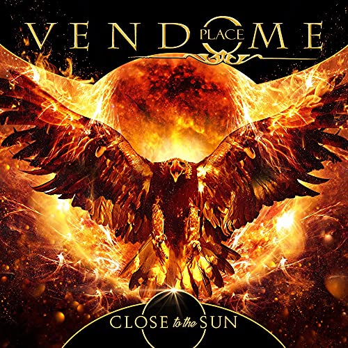 CD cover: fiery phoenix with outstretched wings against a sunburst.