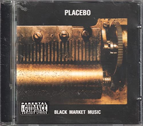 Placebo’s “Black Market Music” CD cover featuring a close-up of antique machinery.
