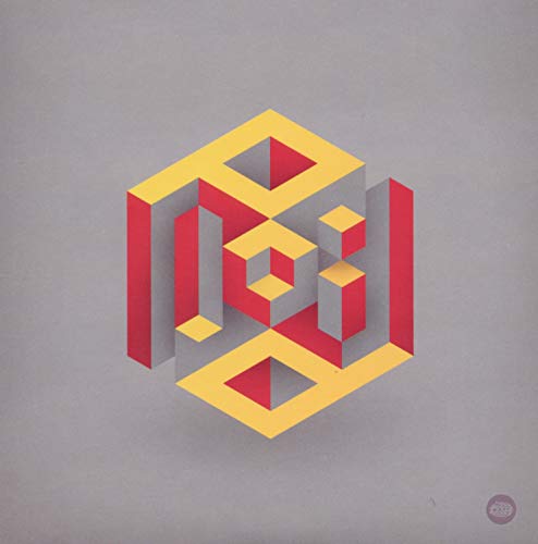 Isometric abstract design in yellow, red, and gray, CD album art.