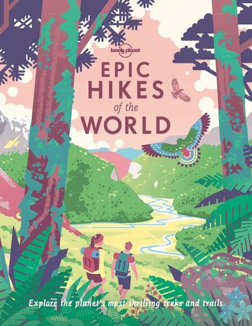 Book cover depicting hikers in a lush, stylized forest landscape.