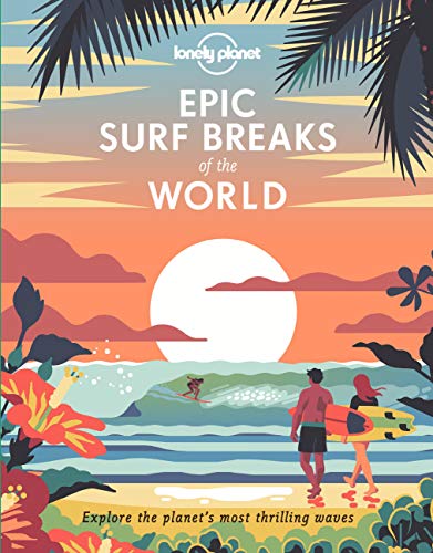Book cover depicting surfers and a sunset over ocean waves.