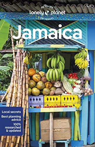 Lonely Planet Jamaica travel guide cover featuring a colorful roadside fruit and vegetable stand.