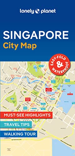 Lonely Planet Singapore City Map cover showing a street map with highlighted travel features.
