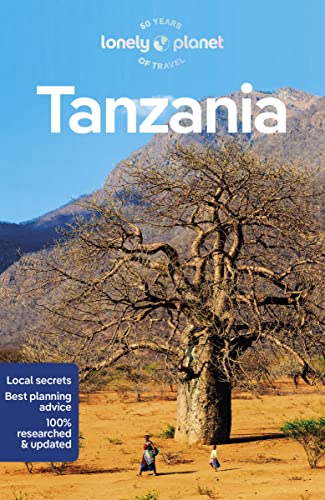 Lonely Planet Tanzania travel guide cover featuring a large baobab tree and two people.