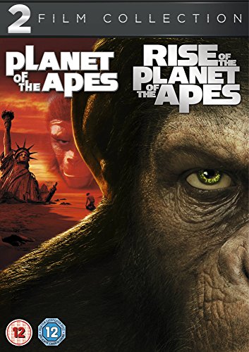 DVD cover for “Planet of the Apes” and “Rise of the Planet of the Apes”.