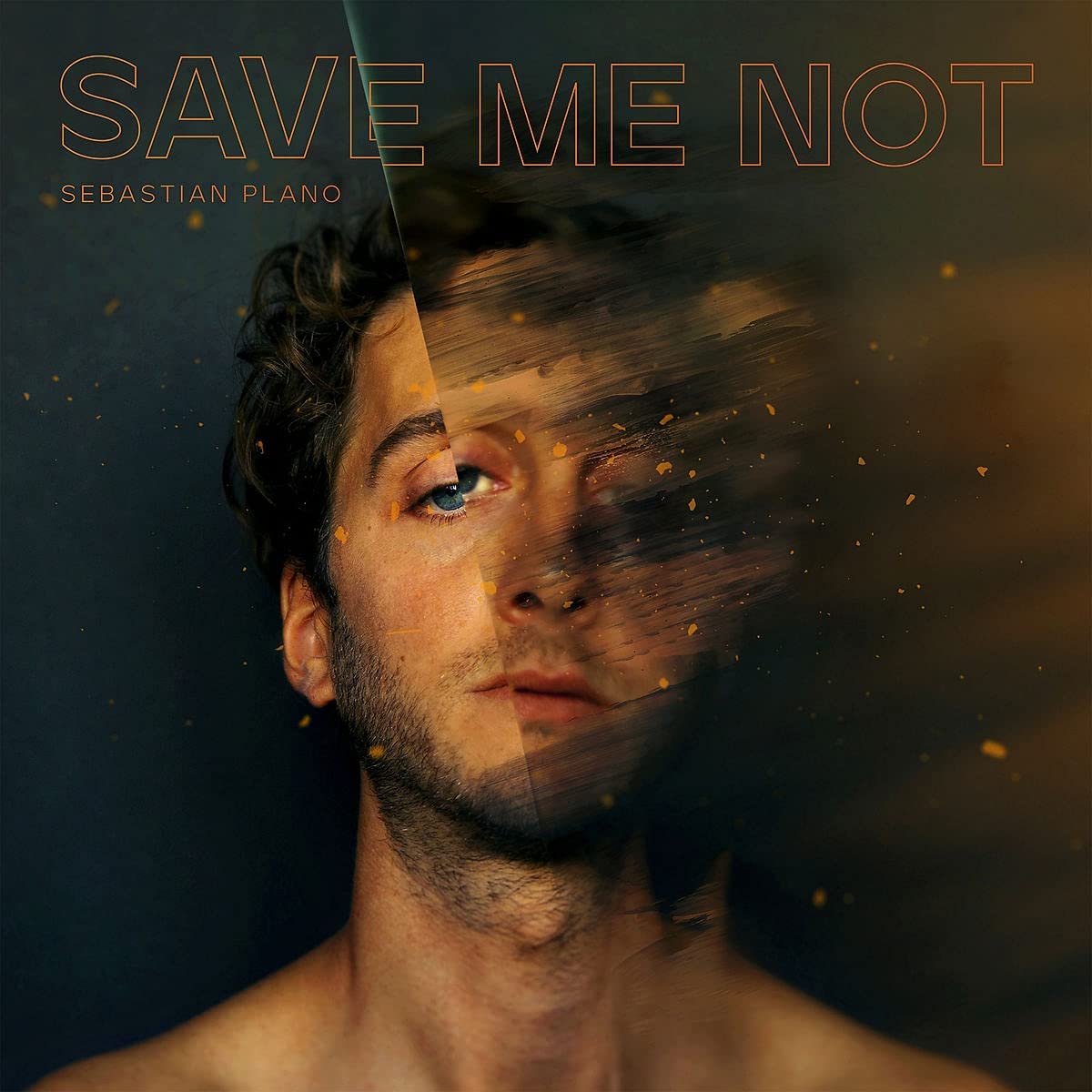 "Album cover with a man's face, blurred and distorted, against a dark background."