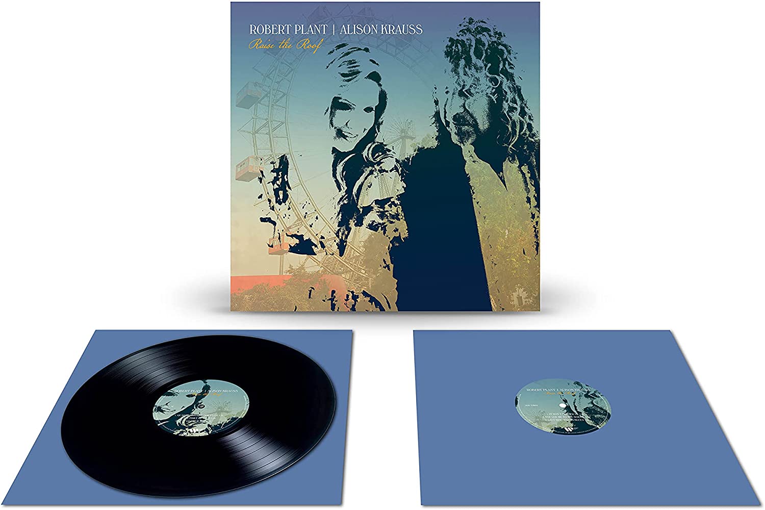 Album cover for Robert Plant & Alison Krauss’ “Raise The Roof” with portraits.