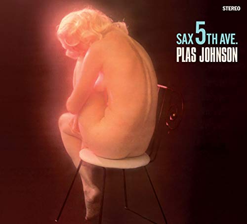 Jazz album cover featuring a nude woman sitting on a stool, dark red background.