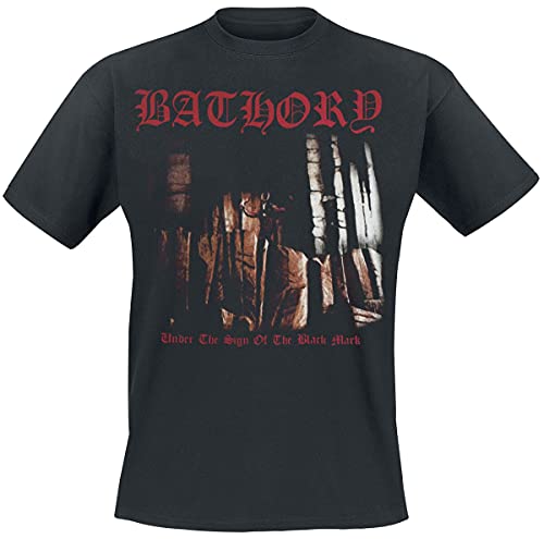 Black t-shirt with Bathory album art featuring a gothic church scene.