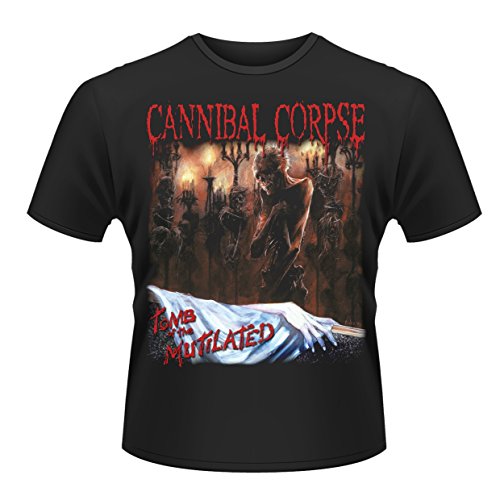 Black t-shirt with Cannibal Corpse album art depicting a gruesome scene.