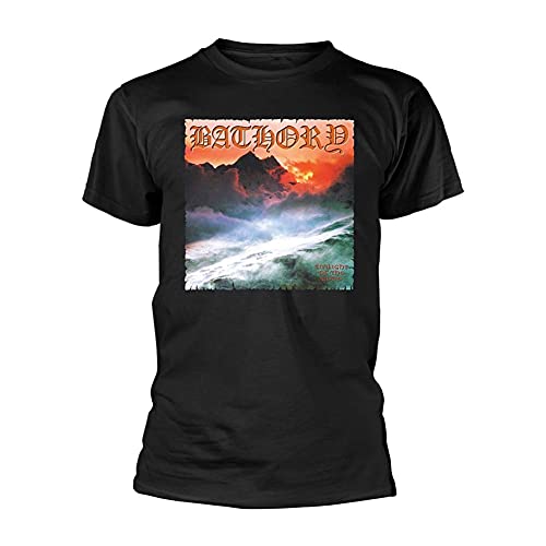 Black t-shirt with Bathory album art depicting a stormy landscape.