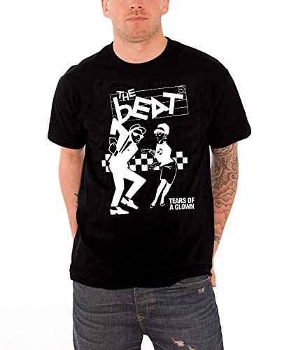 Black t-shirt with graphic of two people and band logo "The Beat".