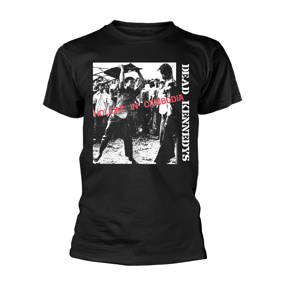 Black t-shirt with a distressed image and band name "Dead Kennedys".