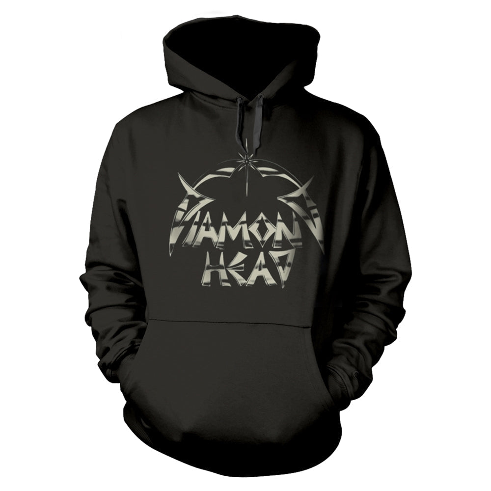 Black hooded sweatshirt with a white and gray graphic design.