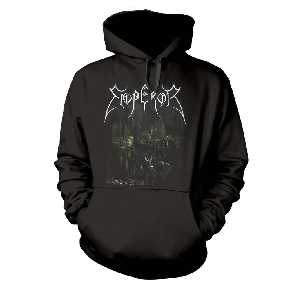Black hoodie featuring the Emperor band logo and Anthems to the Welkin at Dusk artwork.