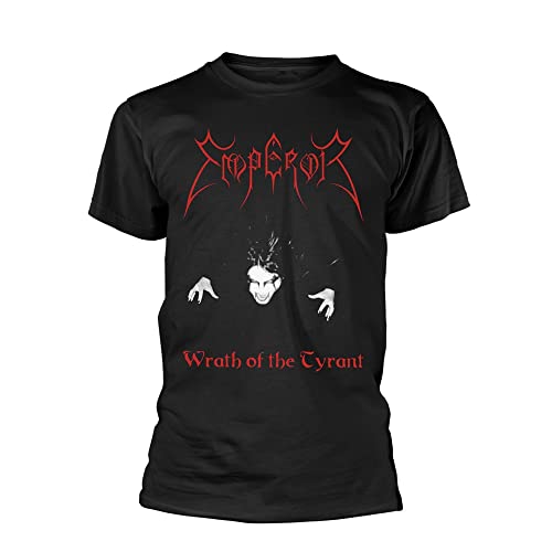 Black t-shirt with red and white Emperor band logo and graphic.