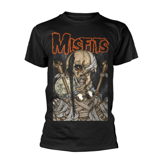 Black t-shirt with a detailed, spooky skull and "Misfits" text graphic.