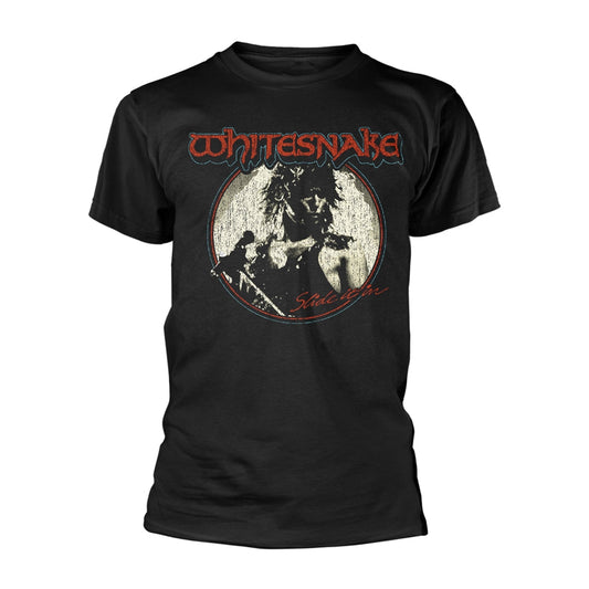 Black t-shirt with Whitesnake "Slide" album artwork graphic.