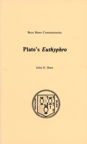 Book cover of Plato's Euthyphro by John E. Hare, featuring a circular academic emblem.