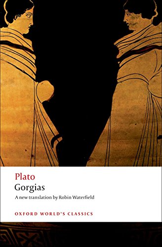 Book cover: “Gorgias” by Plato, featuring ancient Greek figures.