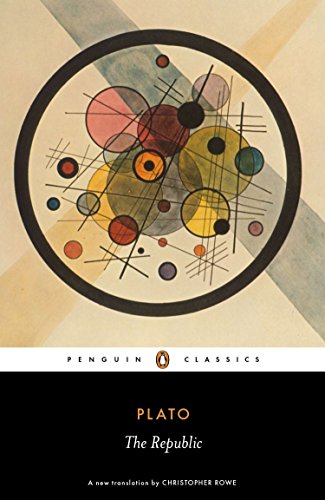 Book cover: “The Republic” by Plato, abstract colorful circles design.