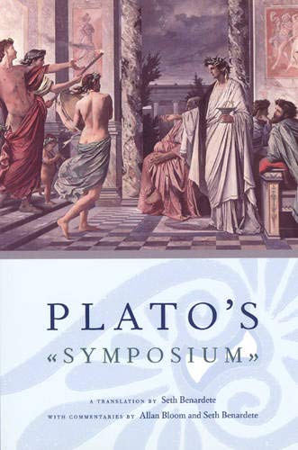 Book cover depicting a classical painting and text: "Plato's Symposium.