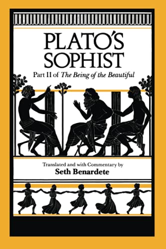 Book cover for "Sophist" by Plato, featuring stylized figures in black silhouette.