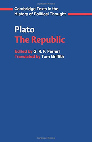 Blue book cover with red and white text: "Plato: The Republic".