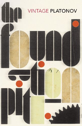 Book cover for The Foundation Pit by Platonov with stylized black and tan typography.