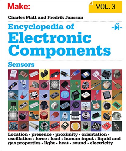 Book cover: "Encyclopedia of Electronic Components V3: Sensors" with various sensor images.