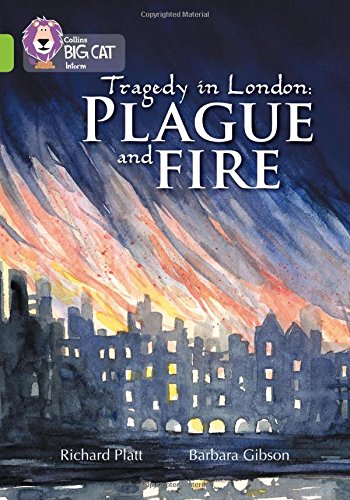 Book cover showing a silhouette of London buildings under a fiery, orange sky.