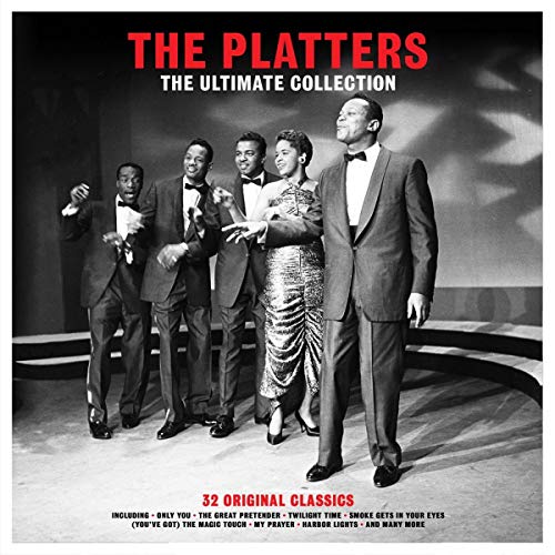 The Platters, a five-member vocal group in formal wear, album cover.