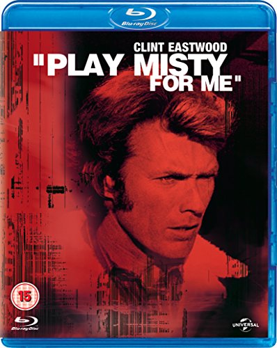 Blu-ray cover for Play Misty for Me featuring a red-toned portrait of Clint Eastwood.