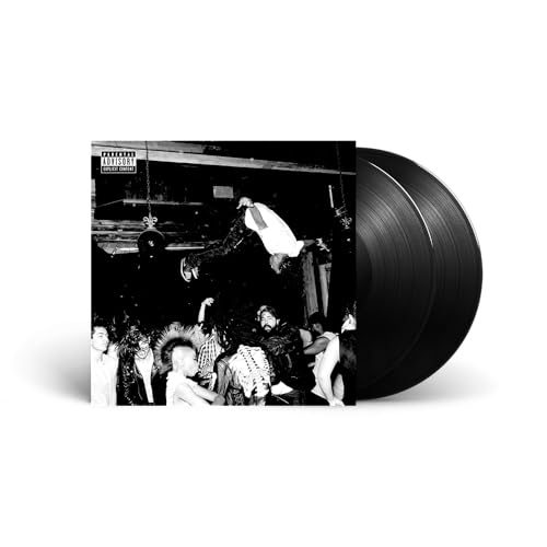 Playboi Carti Die Lit vinyl record cover showing a person jumping above a crowd.