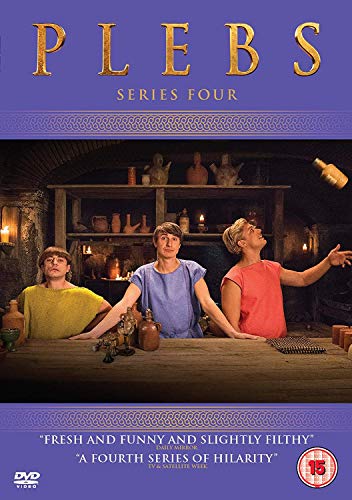 DVD cover for "Plebs Series 4" featuring three men in tunics.