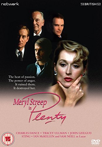 DVD cover art for the film Plenty featuring Meryl Streep and other cast members.
