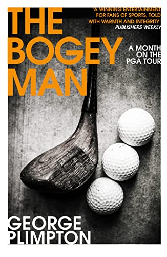 Book cover for The Bogey Man showing a golf club and three golf balls.