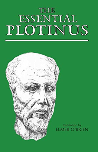 Book cover with green background, white text, and a line drawing of Plotinus.