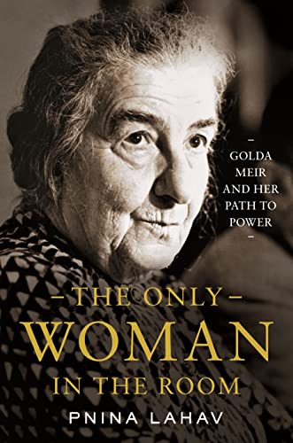 Close-up portrait of Golda Meir on book cover, “The Only Woman in the Room.”