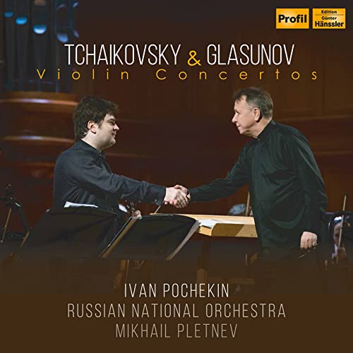 CD cover featuring two men shaking hands with orchestra in background.